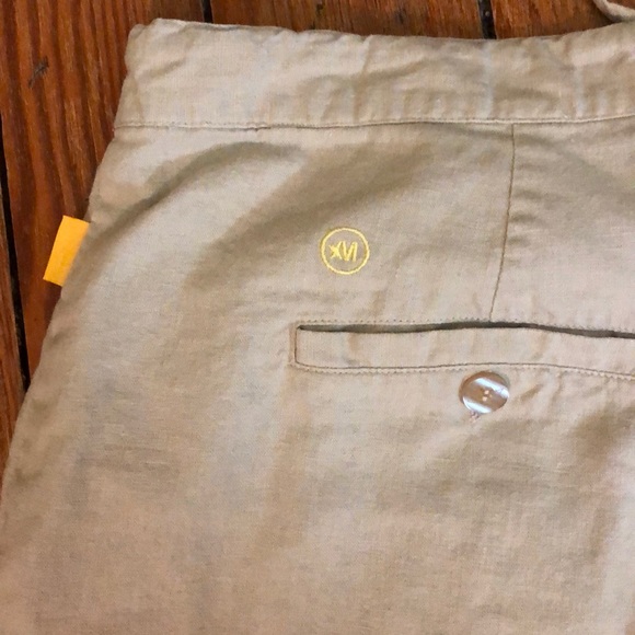 MECCA GOLD size 4XL Linen Clamdiggers Ties at Waist & Leg Tan Khaki Breathable - Picture 8 of 13